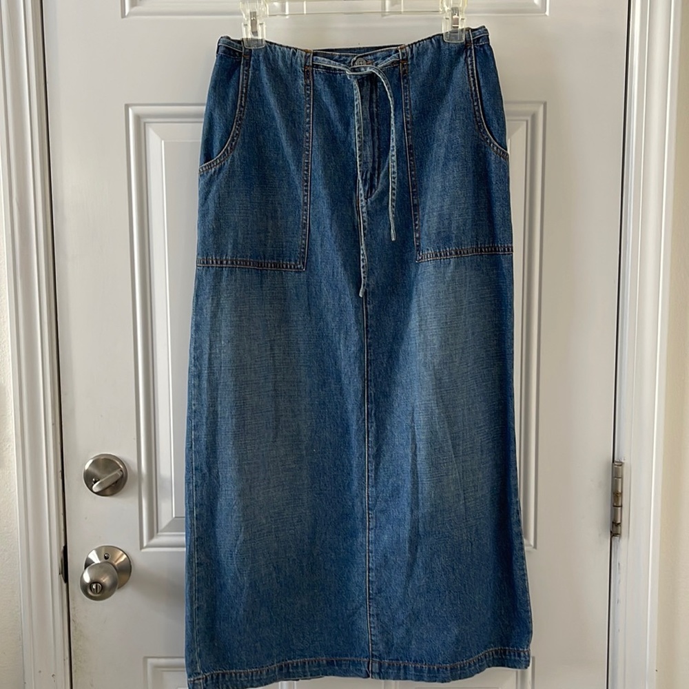 Chicos Denim Midi Skirt Size M